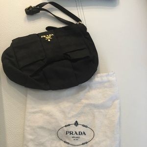 Prada Tessuto black wristlet clutch bag